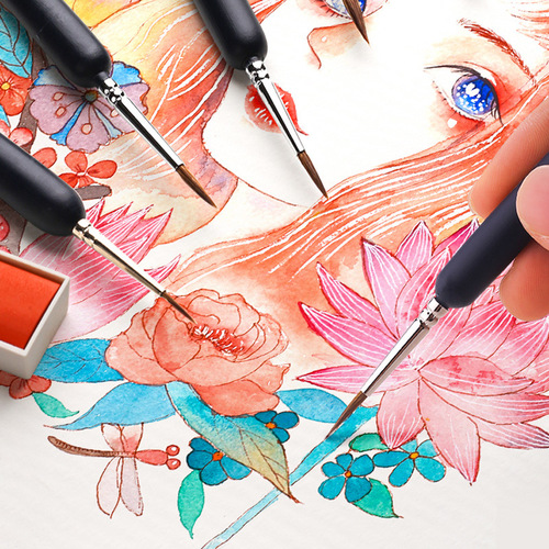 Cross-border Nail Art Liner Brush, Wolf-Hair Liner Brush for Chinese Painting, Watercolor & Gouache Coloring, and Oil Painting Outlining