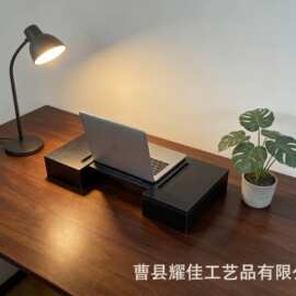 增高架可旋转桌面置物架黑色烤漆笔记本收纳电脑桌置物架子厂家