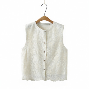 Plus Size Vest Women's Embroidered Lace Cardigan Sleeveless Elegant Top 2025 Summer Fat mm Bottoming Vest 8299