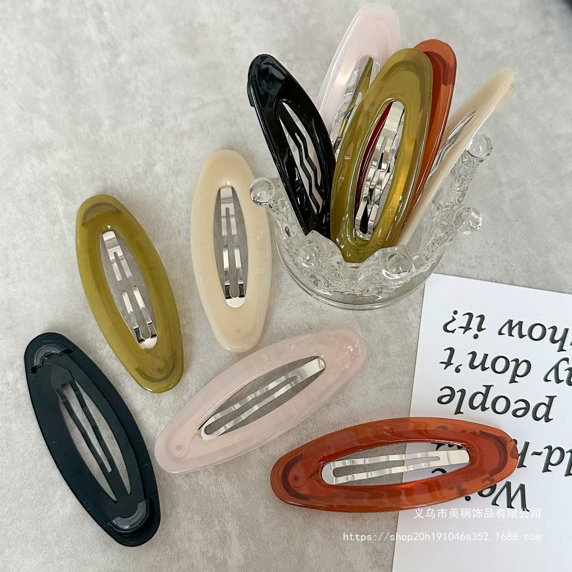 Jelly -colored oval card, 2023 new net red front forehead hair side bangs fixed BB clip