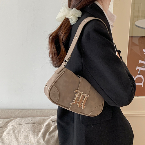  spring and summer new niche bag women's retro suede baguette bag shoulder handbag millennium hot girl armpit bag