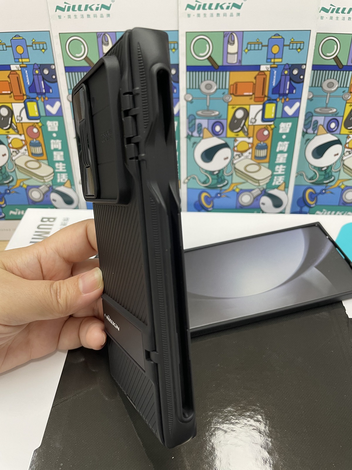 Ốp lưng Samsung Galaxy Z Fold 6 gập có chân đế vô hình, khe cắm bút, gương đen — Gương Đen Fold (Kiểu bộ bút) màu xanh lá cây, Phiên bản đặc biệt không làm, Samsung Z Fold 6 chi tiết 16