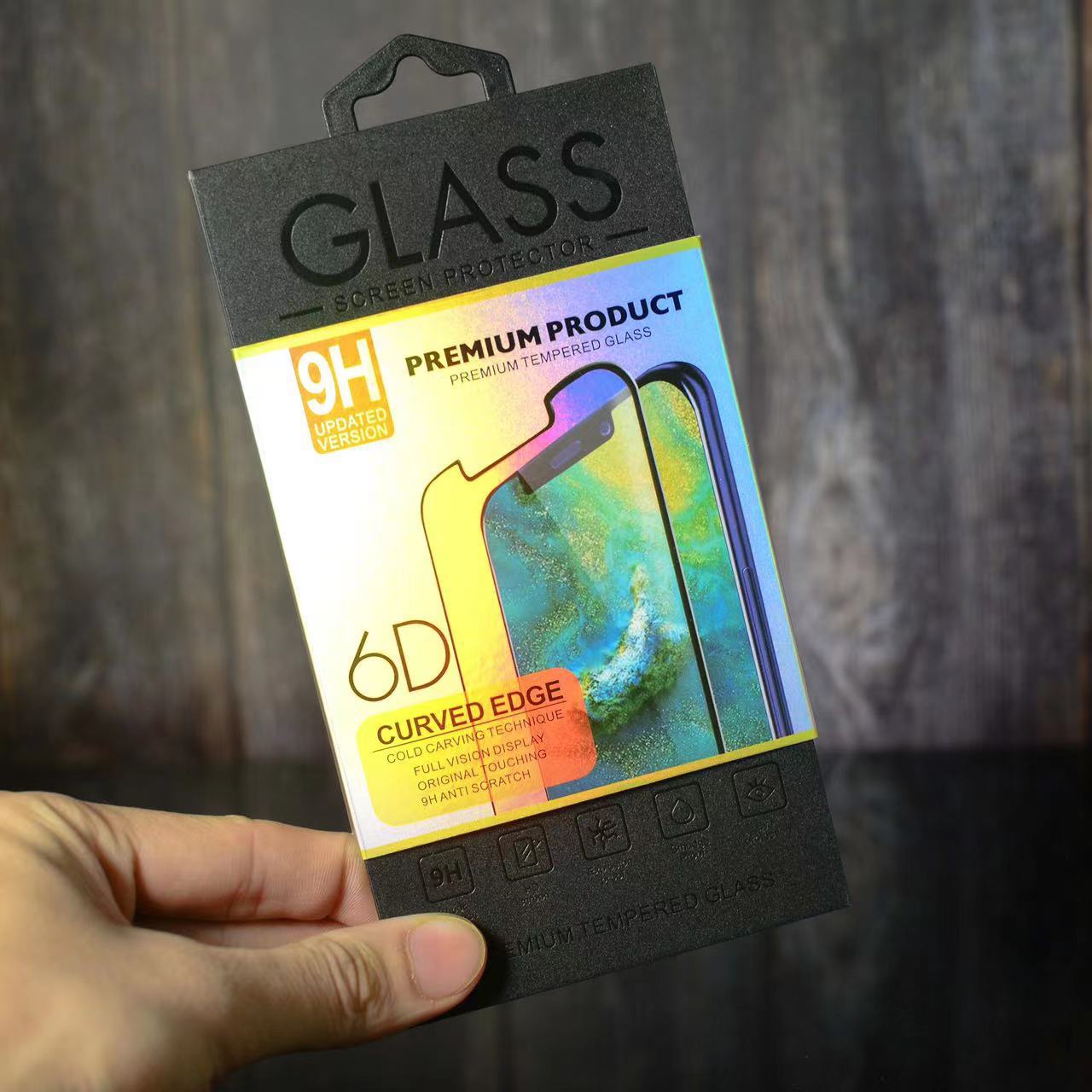现货苹果包装盒防尘玻璃膜手机钢化膜包装胶盒连体黑色塑料盒通用