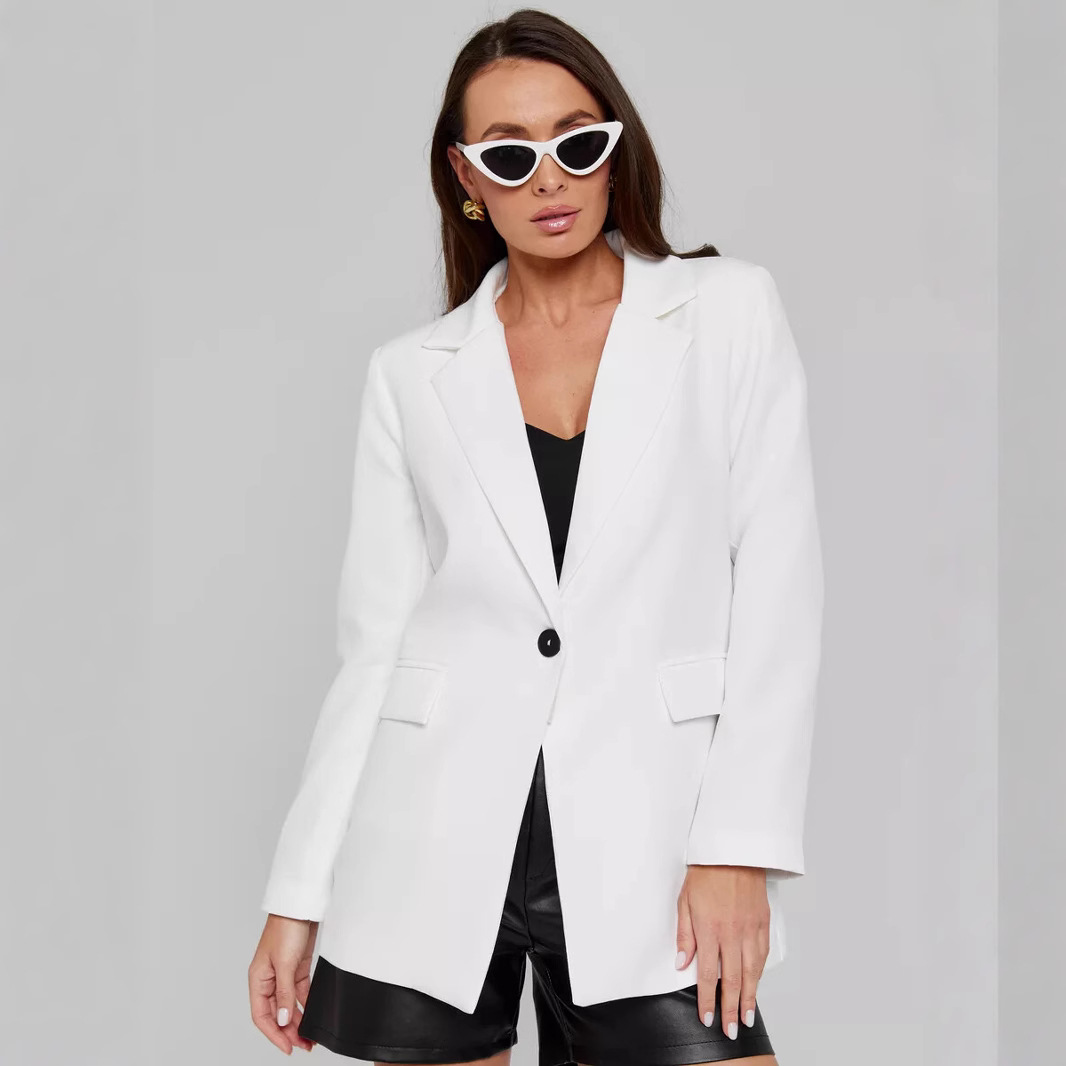 European and American Cross-border Casual Long-sleeved Loose Slim Thin Jacket Suit Lightweight and Comfortable Outfit One Button Women's Clothing