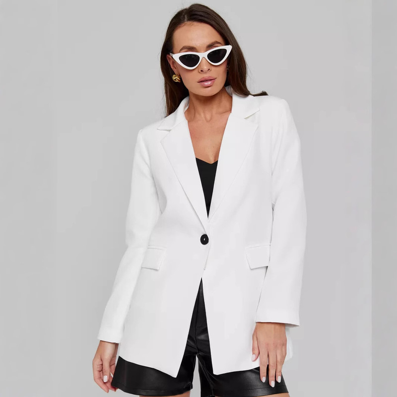 European and American Cross-border Casual Long-sleeved Loose Slim Thin Jacket Suit Lightweight and Comfortable Outfit One Button Women's Clothing