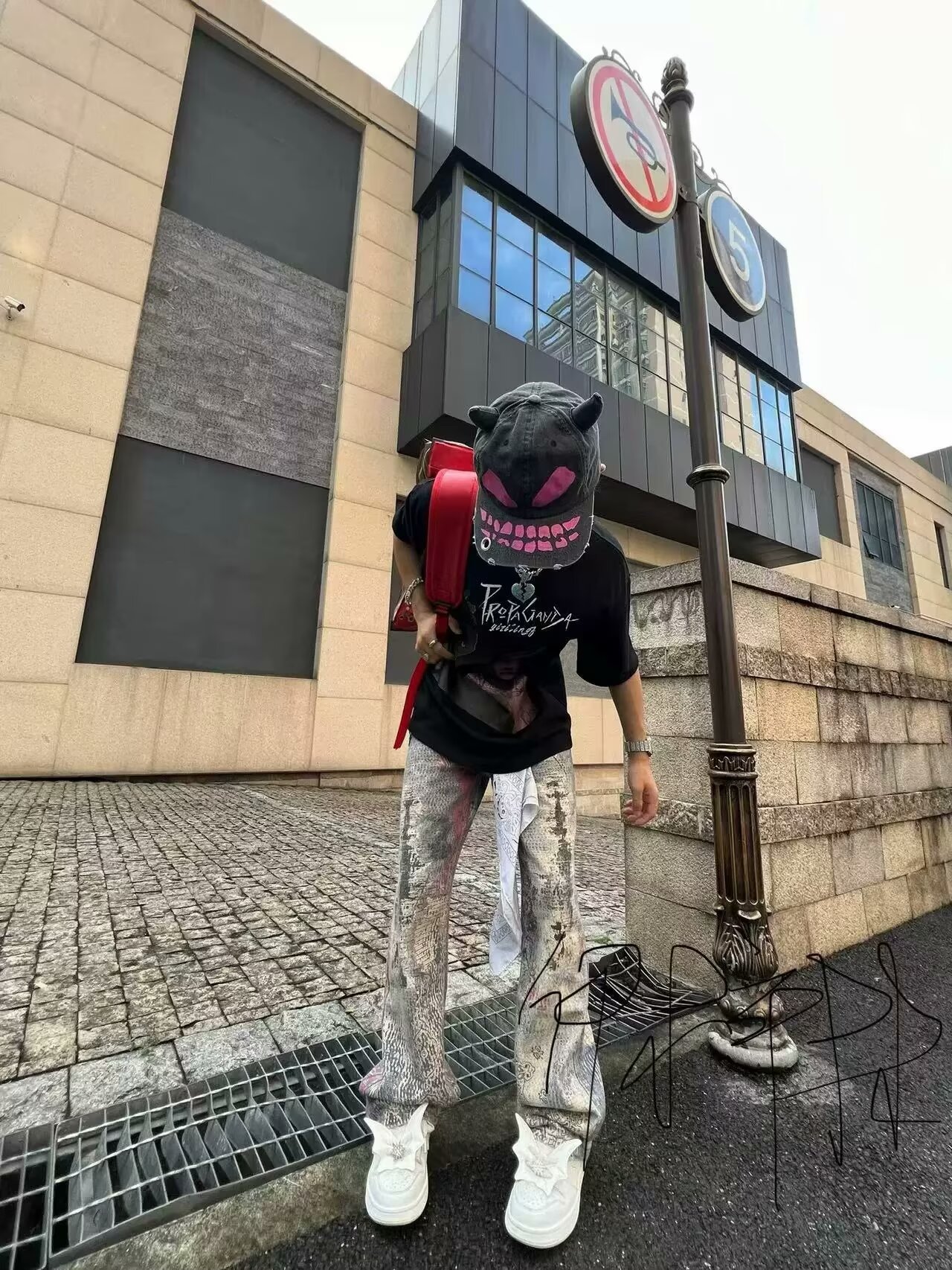 American High Street Trend Brand Wasteland Dirty Style Digital 3D Print Unisex Casual Wide-Leg Straight Jeans_viptrois.com
