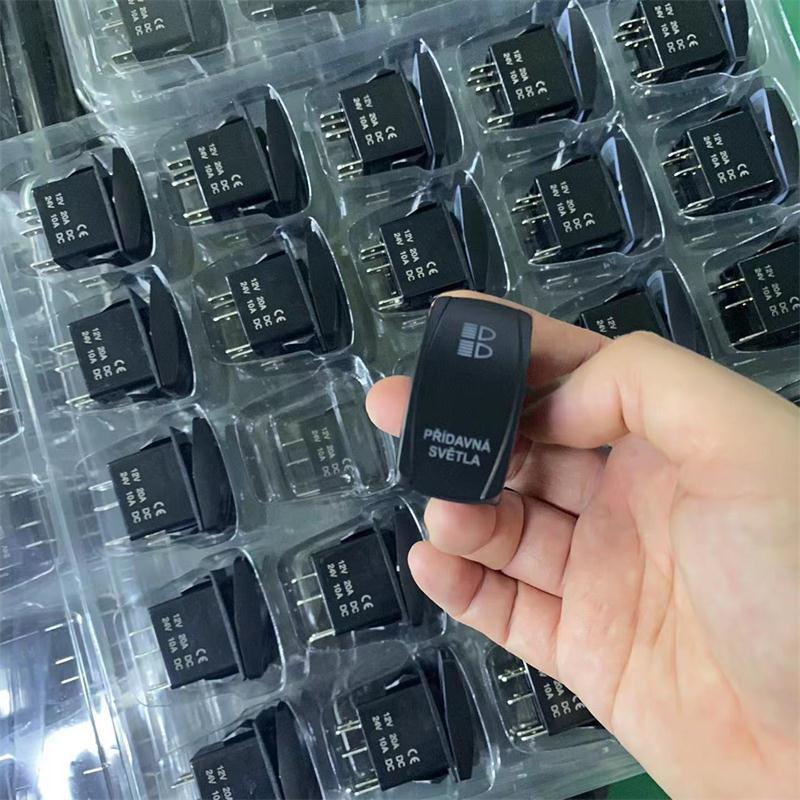 凯威格kewig船型改装开关翘班船形自复位自锁开关镭雕图案文字