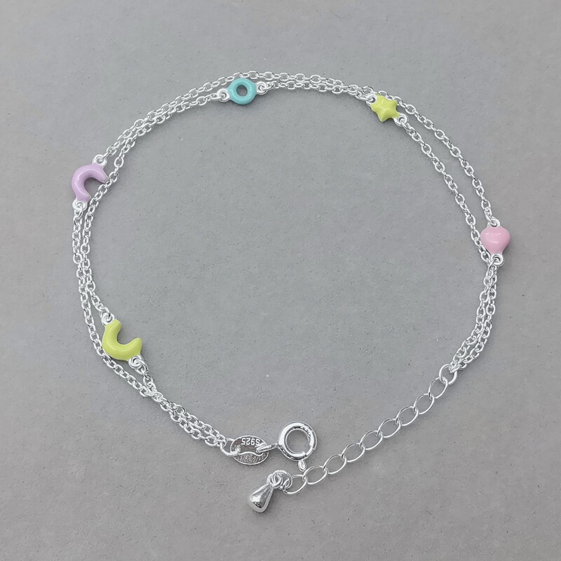 S925 sterling silver new drop oil diverse color double cross chain niche design geometric bracelet factory outlet