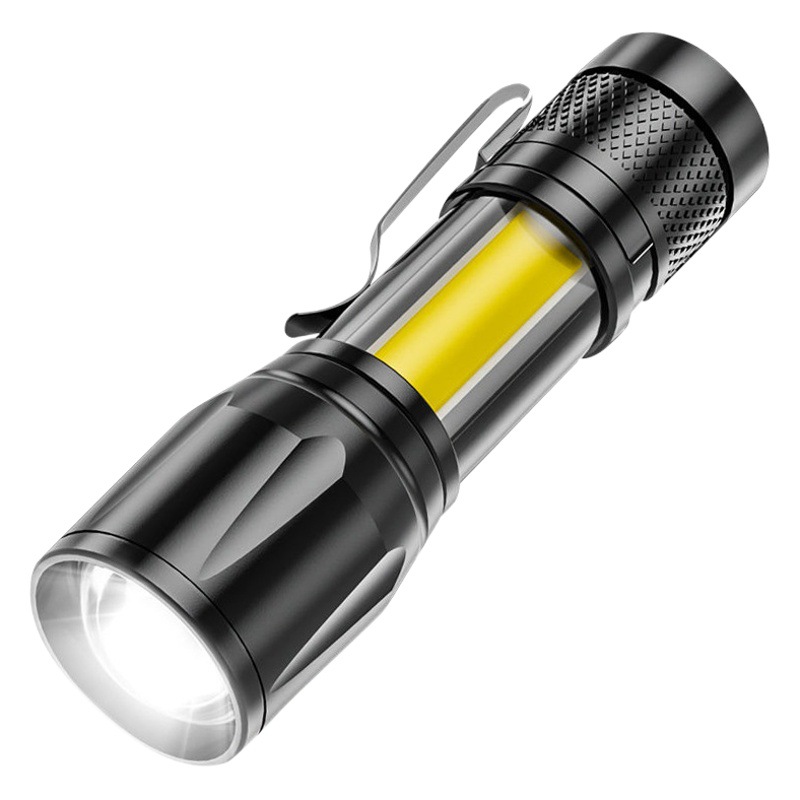 Portapapeles retráctil transfronterizo linterna 513 mini zoom COB regalo de luz lateral USB de carga fuerte Luz Portátil LED