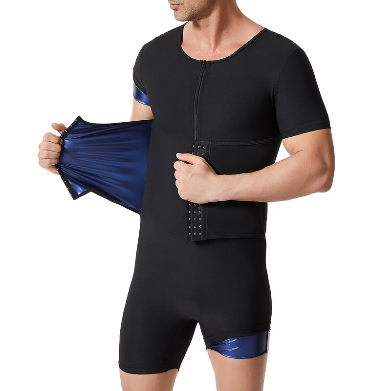 Men's Seamless Shapewear Compression Bodysuit for Tummy Control and Slimming, Short Sleeve Full Body Shaping One-Piece Suit Men's Seamless Shapewear Compression Bodysuit for Tummy Control and Slimming, Short Sleeve Full Body Shaping One-Piece Suit