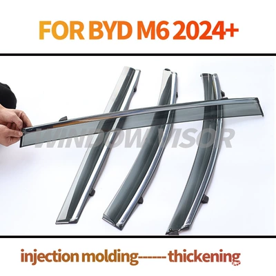Suitable for right rudder version Rain shield - injection-molded-thickened-version-4pcs-byd-m6-2024-right-hand-drive-version-pc-with-silver-bright-strip-suitable-for-single-set-cross-border