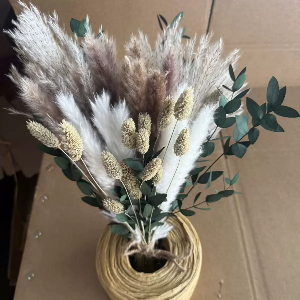 亚马逊跨境干花潘帕斯波西米亚装饰芦苇diy兔尾草混搭干花花束