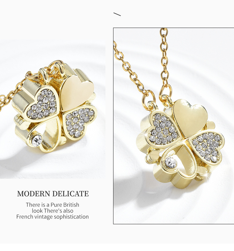 Simple Style Leaf Titanium Steel Rhinestones Necklace 1 Piece