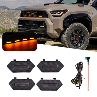 Special Grille Small Yellow Light | Gündüz işıqları - one-to-four-black-shell-yellow-light-with-insurance-line