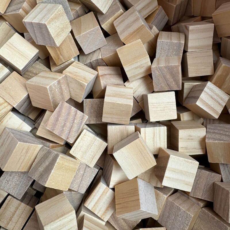 Cross-Border DIY Square Small Wooden Blocks Solid Wood Blocks Multi-Specification Materials Pine Wooden Toy Building Blocks