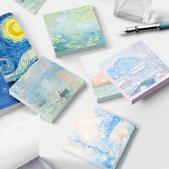 Monet and Van Gogh's famous paintings series note pad non-adhesive handbook material paper message memo retro style