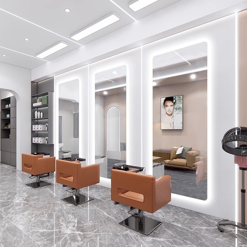 Barber shop mirror, internet celebrity style hairdressing mirror, barber shop exclusive single-sided mirror with light, hair styling scissors mirror, barber shop mirror 