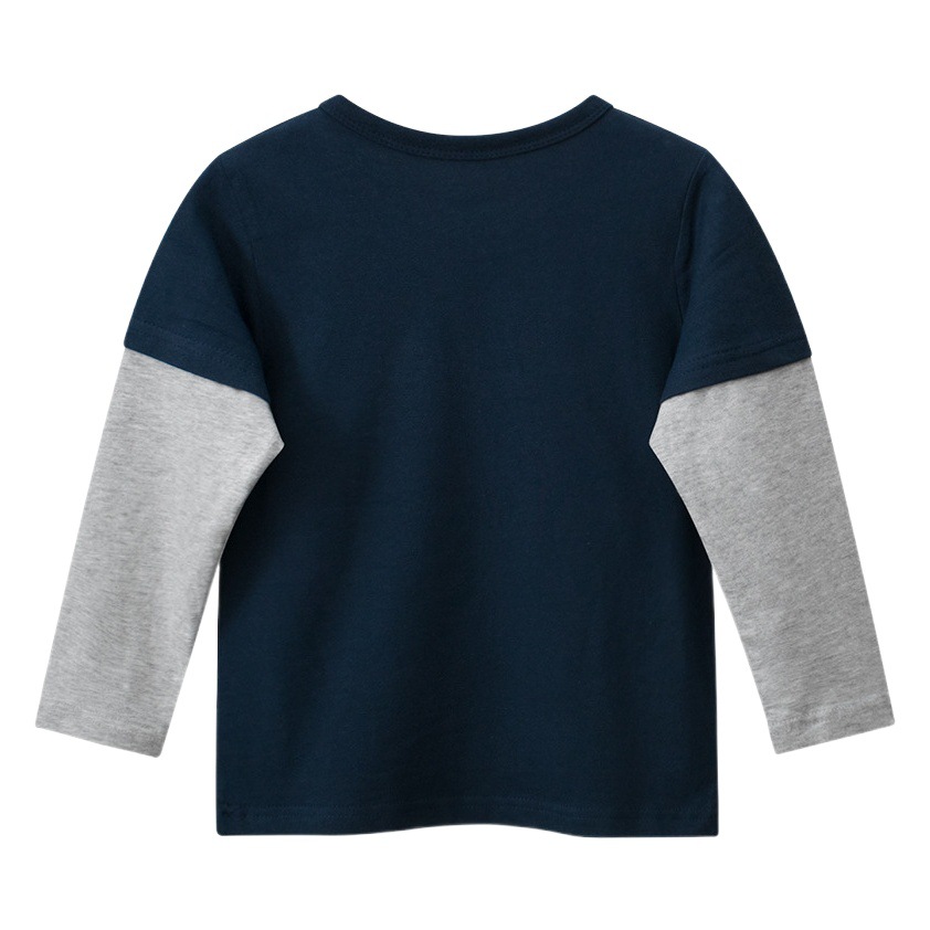 27 Niños ropa para niños suministro transfronterizo Camiseta de manga larga para niños camisa de fondo de niño falso ropa de bebé de dos piezas moda de dinosaurio