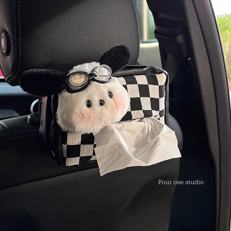 Cute car tissue box, tissue holder, little dog car hanging tissue bag, car decoration, dashboard ornament
