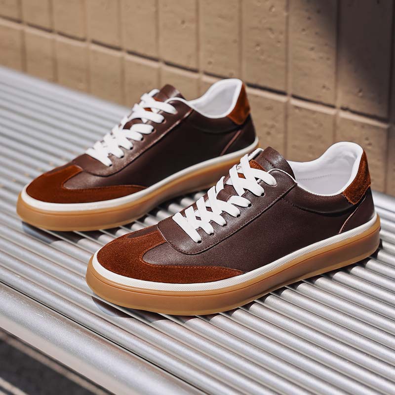 [Cuero de vaca de cabeza] cuero de moda versátil con suela suave de superficie suave de negocios deportivos casuales zapatos blancos cómodos