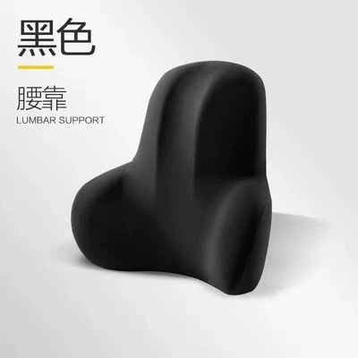 Car Headrest and Lumbar Support: Headrest - mysterious-black-aircraft-type-waist-support-universal-with-logo