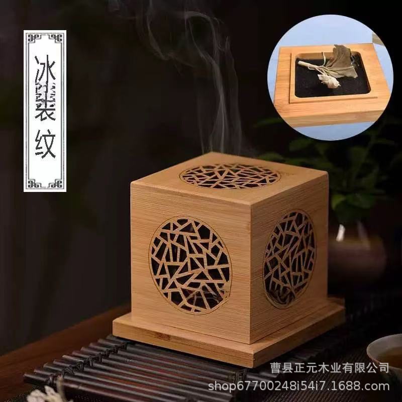 Geometric Pattern White Rat Tail Incense Burner Crystal Incense Burner Bamboo Wooden Incense Box Hollow Incense Box Incense Holder Incense Stand