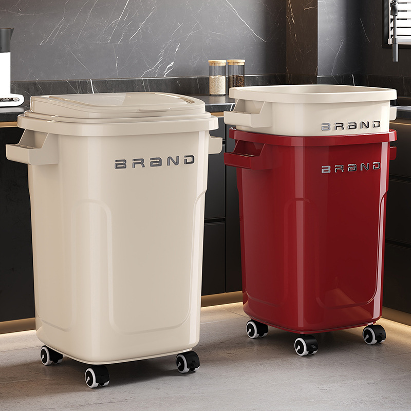 Industrial Style Trash Can Kitchen Large Kitchen Waste Bucket Removable Catering Wheeled Sanitary Cleaning Bucket Outdoor Storage Bucket