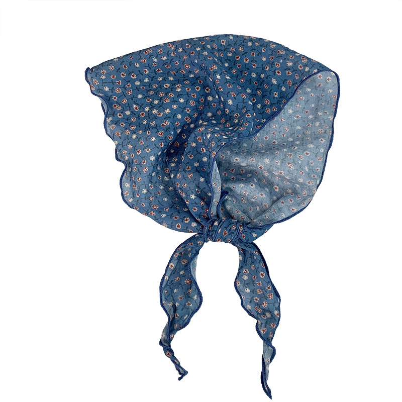 Bufanda triangular floral, bufanda, bufanda pequeña, nuevo estilo de verano, bufanda de seda de todo fósforo, pañuelo en la cabeza, diadema pastoral femenina de verano, accesorios para el cabello al por mayor