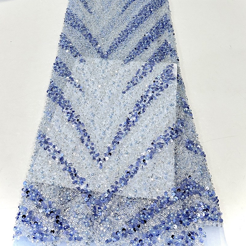 Tejido bordado estriado cuentas sequinado cuentas tubo bordado tela de alta gama vestido de noche vestido de escenario tela bordada image 10