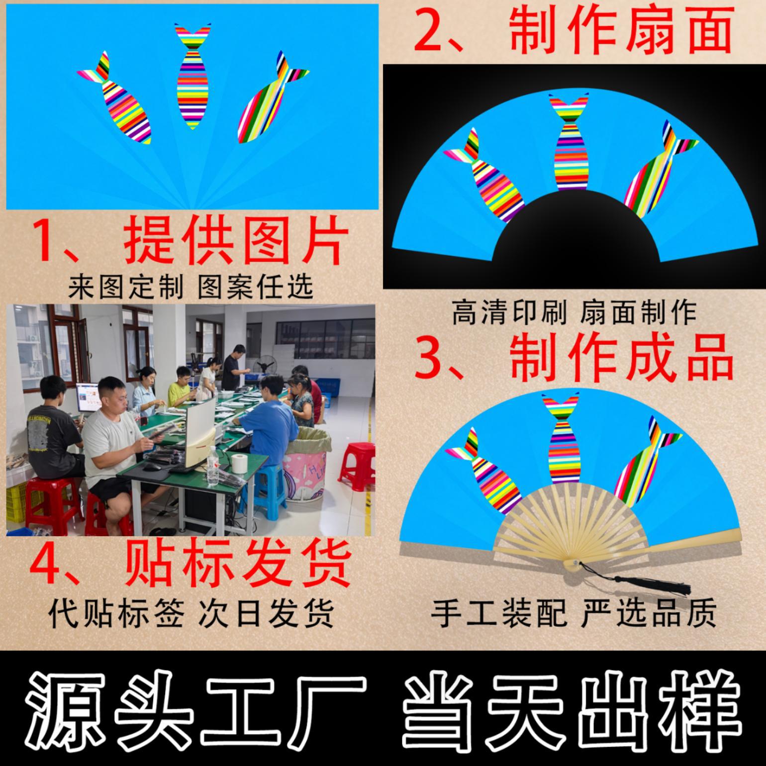 Abanico Plegable Artesanal de Poliéster y Plástico, para Hanfu y Eventos image 5
