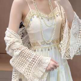 2026新款夏季出游披肩百搭波西米亚风镂空防晒小开衫外搭女