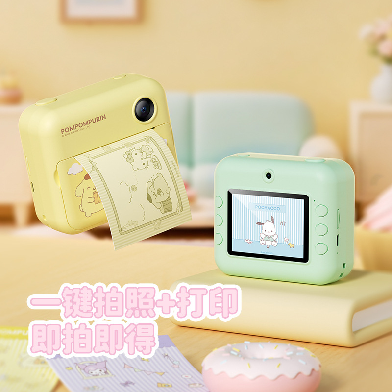 Sanrio fotocamera de dibujos animados genuinos, impresión multicolor, impresión térmica instantánea, juguetes para niños