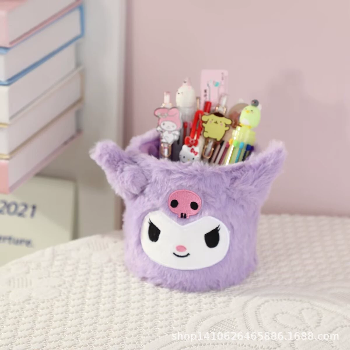 Cartoon pens holder for elementary school students, table stationery, storage system, brush