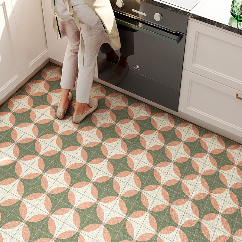 Alfombra del piso de la cocina cubierta completa antideslizante a prueba de aceite alfombra resistente a las manchas cubierta completa borrable limpieza lavable PVC impermeable estera del pie cubierta entera