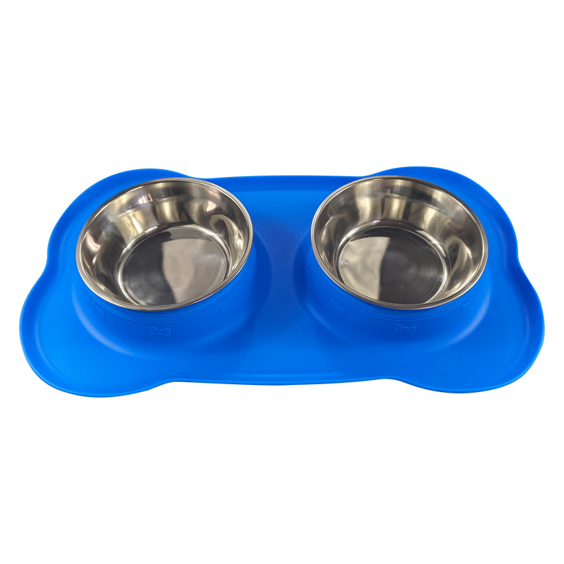Gran tazón de silicona para mascotas doble tazón de acero inoxidable para mascotas vajilla para beber tazón de fuente de comida para gatos y perros tazón al por mayor cuenca de alimentos para perros
