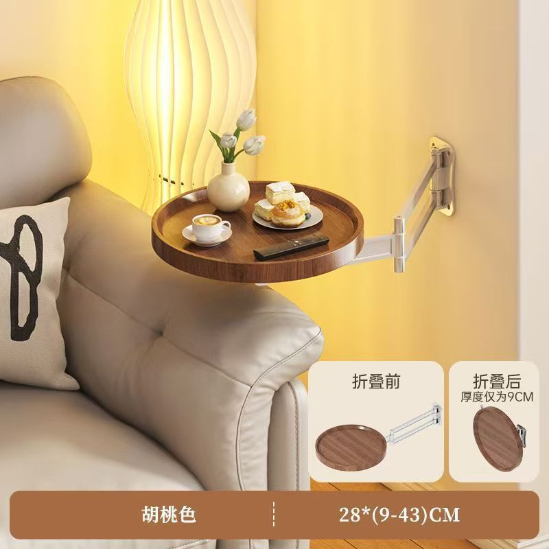 床边桌折叠壁挂小圆盘卧室家用伸缩边几置物架小型网红床上悬空桌|undefined