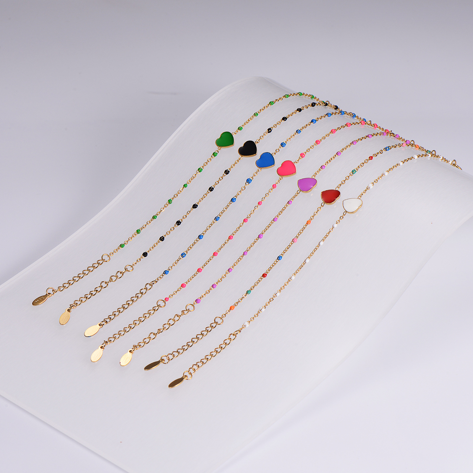 304 Stainless Steel Chain Material Sweet Heart Shape 316 Stainless Steel  Bracelets In Bulk