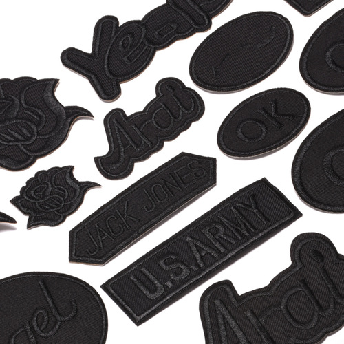 Black embroidered patch jeans hole patch patch clothing back adhesive patch patch repair subsidy flower small cloth patch embroidered label