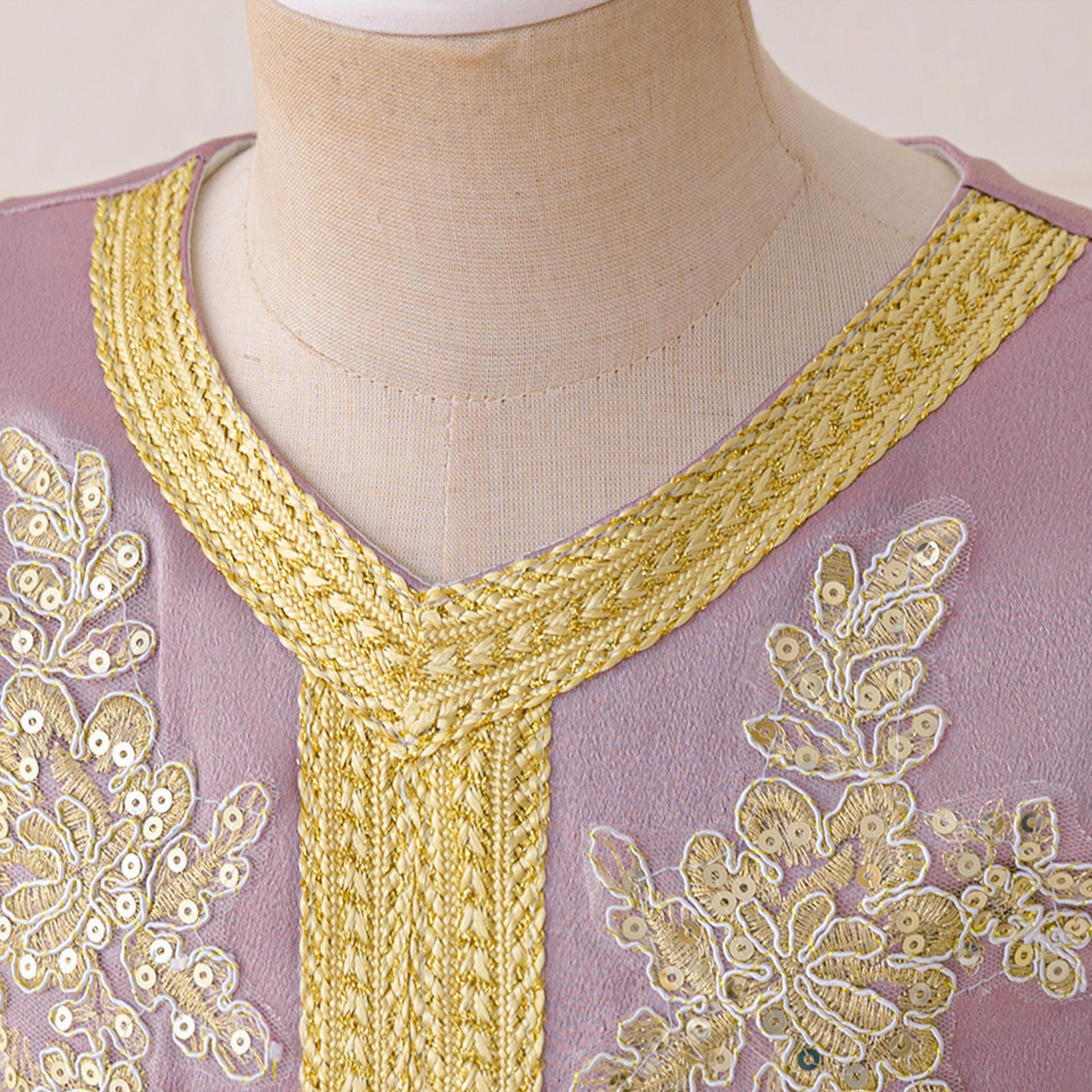 Nuevo vestido de túnica de niña de Oriente Medio y Europa, vestido de actuación, vestido de niña bordado de flores para niños, vestido de temperamento de niña