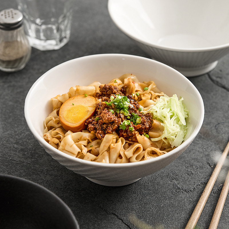 Japanese Style Ramen Bowl Bucket Bowl Household 2024 New Style High-end Restaurant Tableware Ceramic Creative Soup Noodle Bowl
