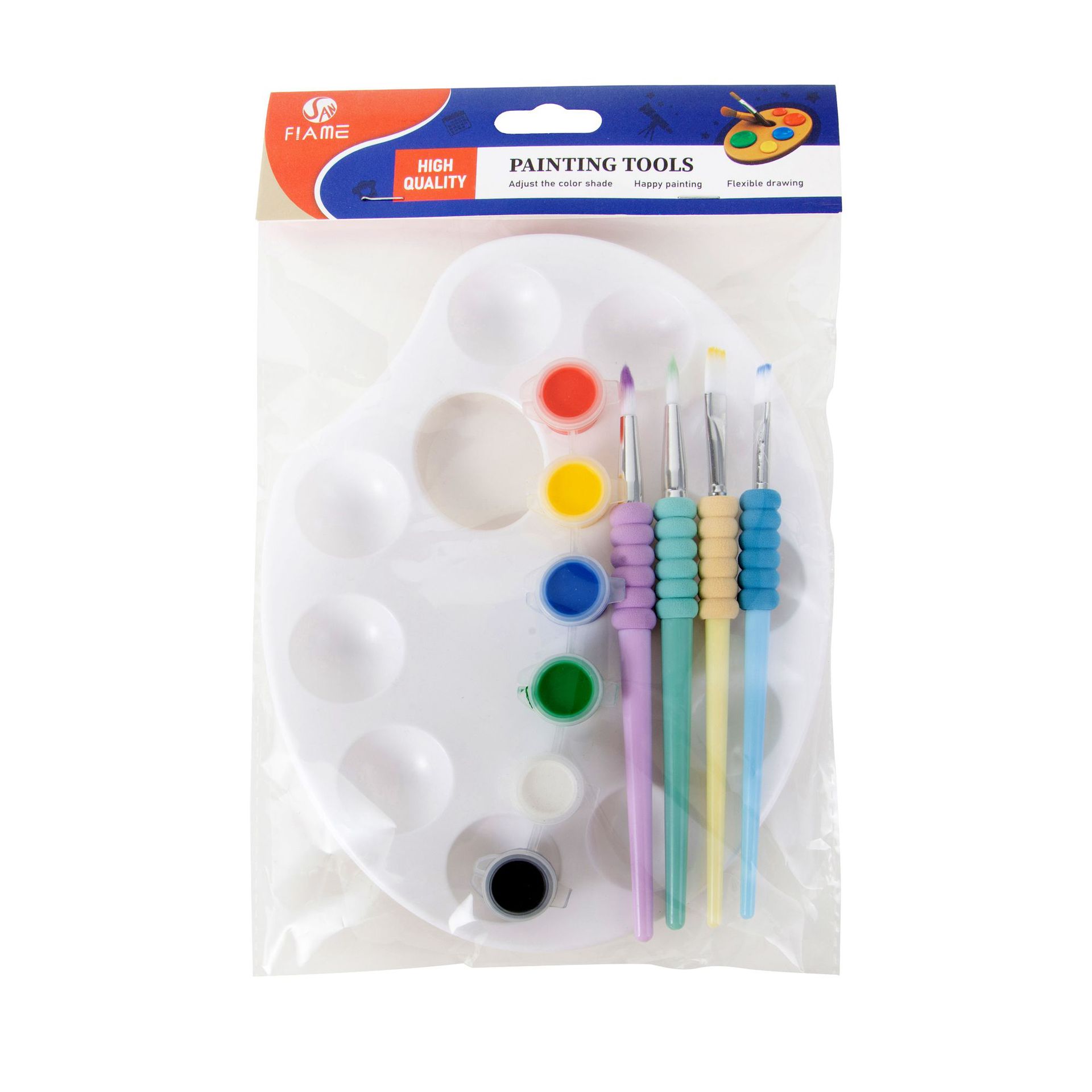 Suministros de acuarela para niños transparentes básicos, paleta pp, pintura para estudiantes, arte, paleta de pintura de plástico pintada a mano, paleta de colores