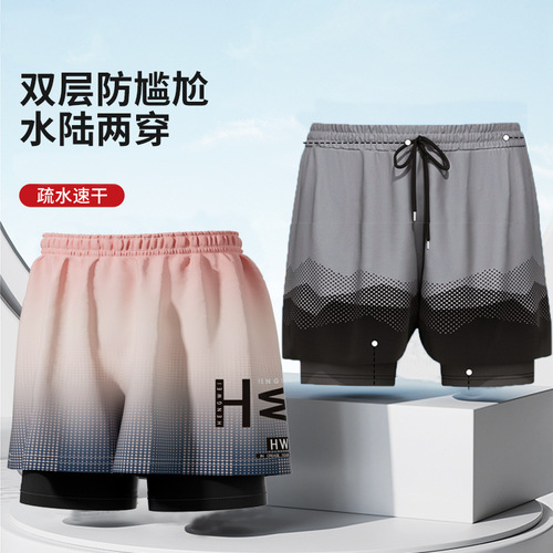 Swimming Trunks Men's Swim Trunks Swim Cap Swim Goggles Hot Spring Anti-Elegant Quick-Dry Beach Shorts Men's Swim Gear