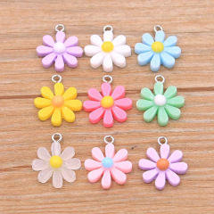 9色17*20mm diy樹脂アクリル部品デイジー太陽花ペンダント