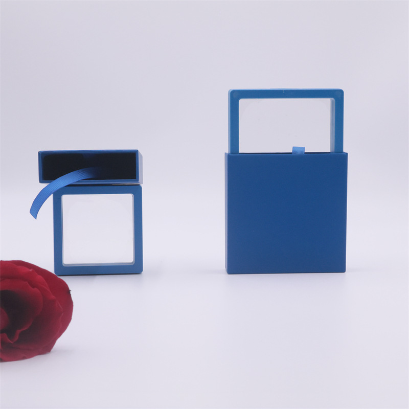 Caja de cajón de papel exterior multicolor extraída Caja de suspensión de almacenamiento Anillo de embalaje de red Caja de joyería de cristal antioxidante