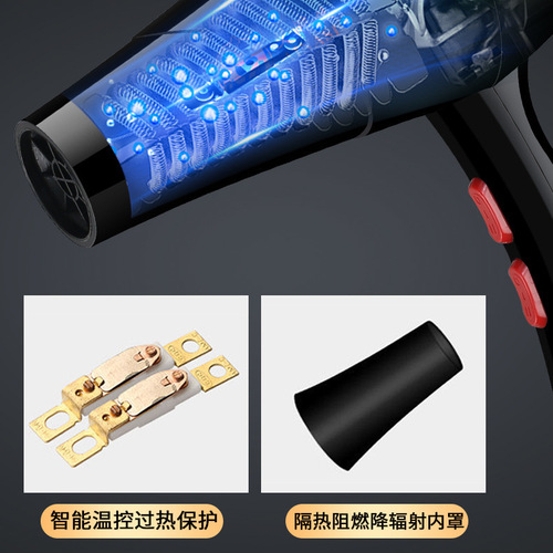 Hair dryer with blue light for fast drying, hair styling salon hair dryer with high wind power, hair salon dormitory household hair dryer