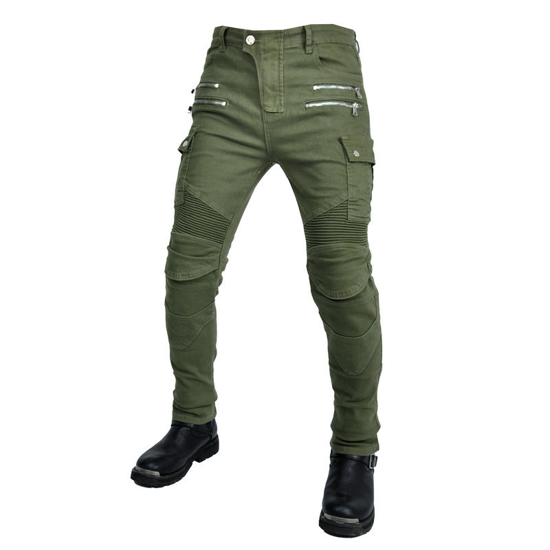 Loong biker motocicleta Vaqueros vintage Militar verde locomotora montar Pantalones fausible