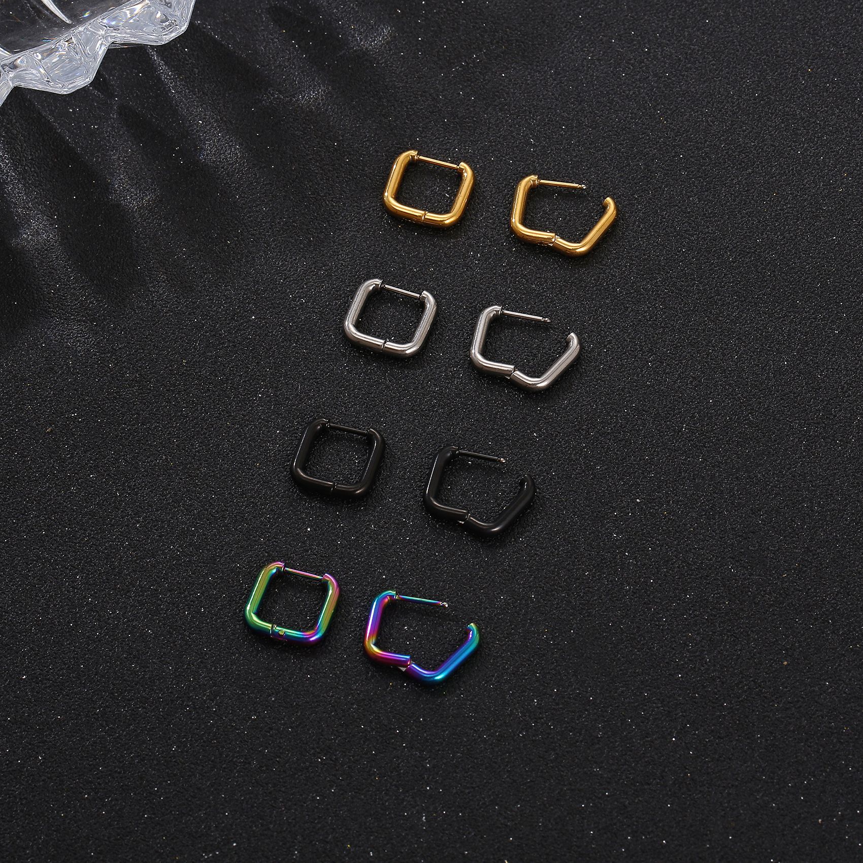 Women'S Gender Simple Style Style PVD Coated 18K Gold Real Gold Plated Square 201 Stainless Steel Simple Style Waterproof Non Tarnish Earrings