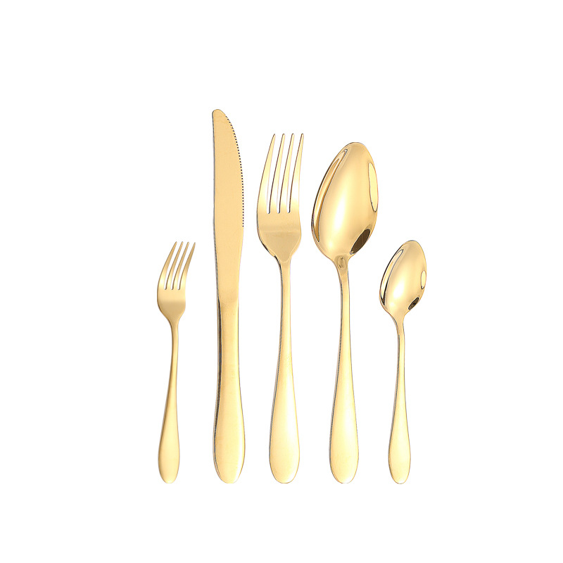 Amazon Tik Tok vajilla de acero inoxidable 4/5 piezas traje 1012 cuatro piezas principales caja de regalo cuchillo de comida occidental, tenedor y cuchara traje