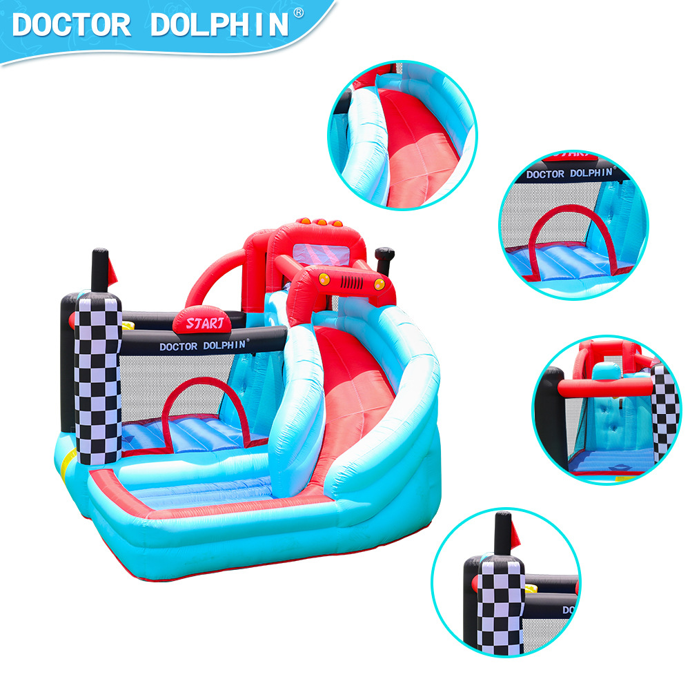 Doctor Delfín | Castillo inflable para niños, trampolín pequeño para uso doméstico, trampolín tipo pista, tobogán inflable pequeño para uso doméstico