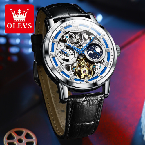 OLEVS brand watch foreign trade fully automatic mechanical watch hollow perspective men's watch men's watch